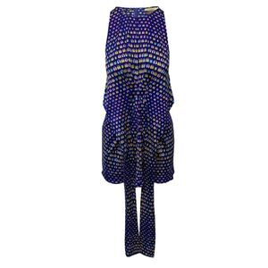 Issa London Printed Wrap Dress in Blue Silk